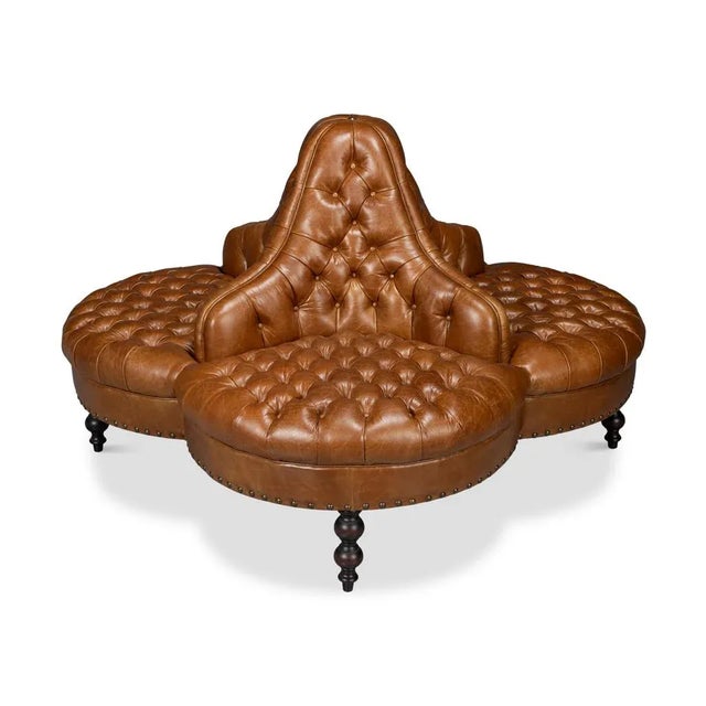 2020s Cuban Brown Four-Sided Sofa For Sale - Image 5 of 12