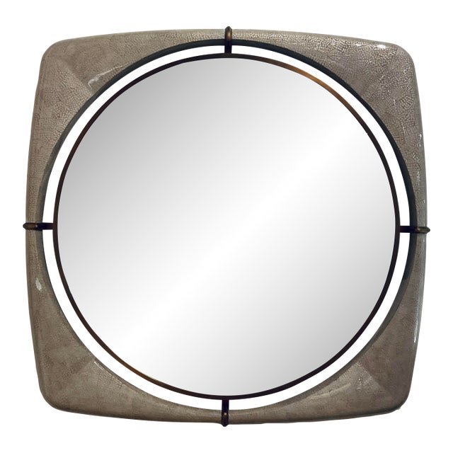 Jonathan Charles Modern Eggshell Toulouse Square Floating Wall Mirror For Sale