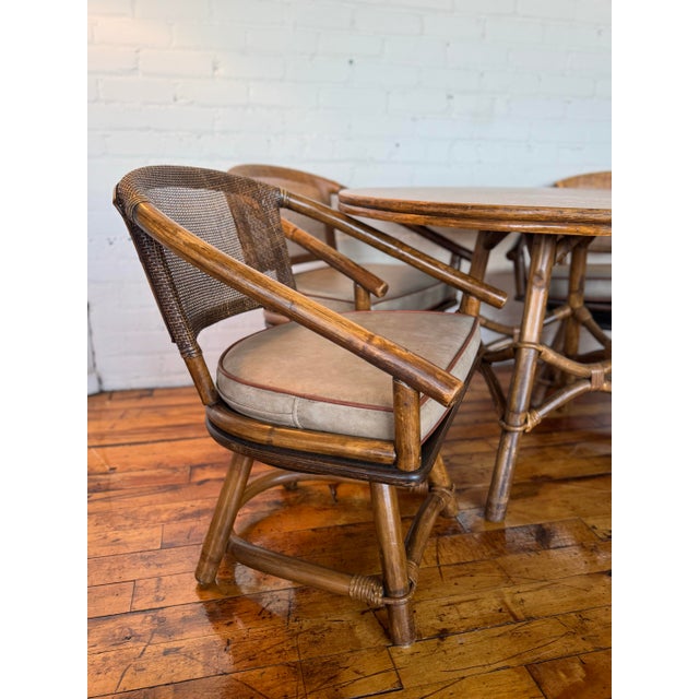 1950s Ficks Reed Gaming Table W/ Set of Four Chairs - Set of 5 For Sale - Image 6 of 12