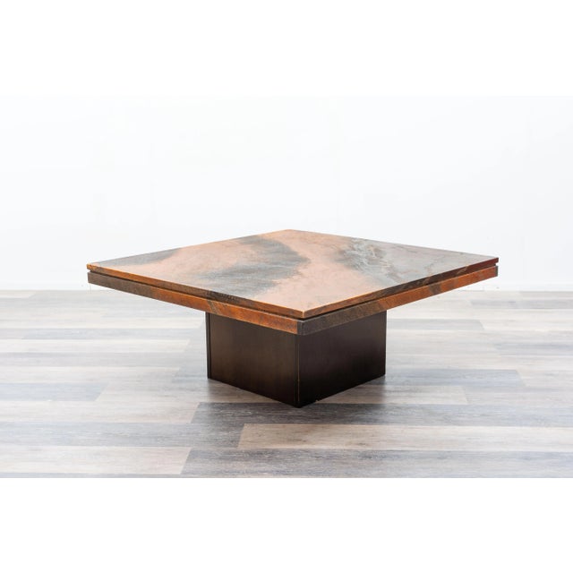 Stone Vintage Coffee Table in Marble with Black and Rust-Brown Resin, 1970s For Sale - Image 7 of 7