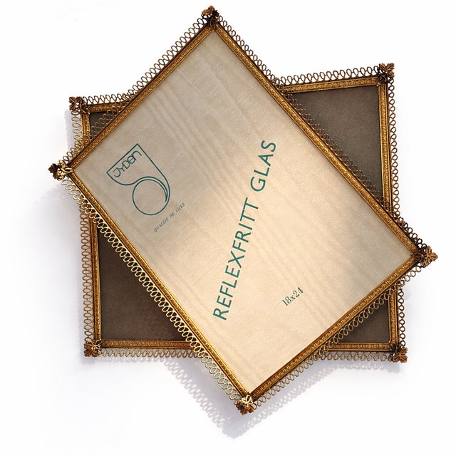 Mid-Century Modern 1960s Danish Jyden Gilt Brass Filigree Picture Frames - A Pair For Sale - Image 3 of 5