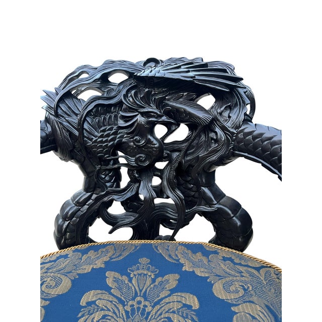 Pair of Vintage Asian Dragon Armchairs Made in Ishizuka For Sale - Image 16 of 17