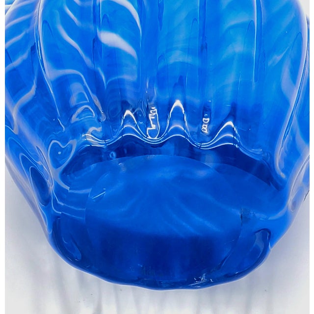 Blue Vintage Cobalt Murano Style Swirl Vase or Pitcher For Sale - Image 8 of 8