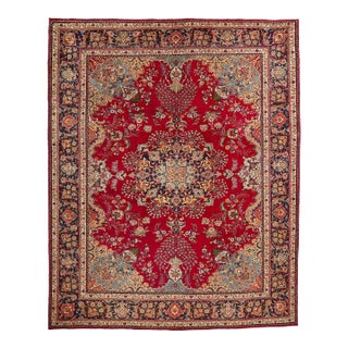 Vintage Red Persian Tabriz Rug - 10'01 X 12'07 For Sale