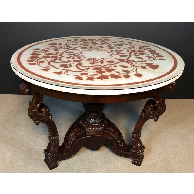 19th Century Italian Scagliola Marble Top Carved Center ...