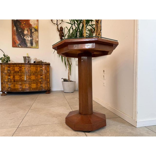 Original elegant Art Nouveau side table. Dimensions: Height x Width x Depth 80 x 65 x 65 cm. For sale is a beautiful...