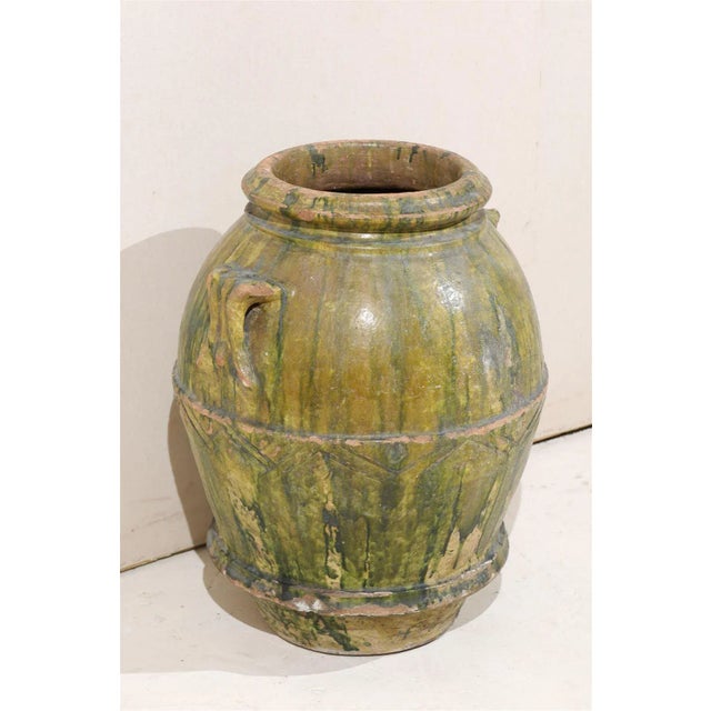 18th Century Large Italian Terracotta Jar with Rich Green Poured Glaze For Sale In Atlanta - Image 6 of 10