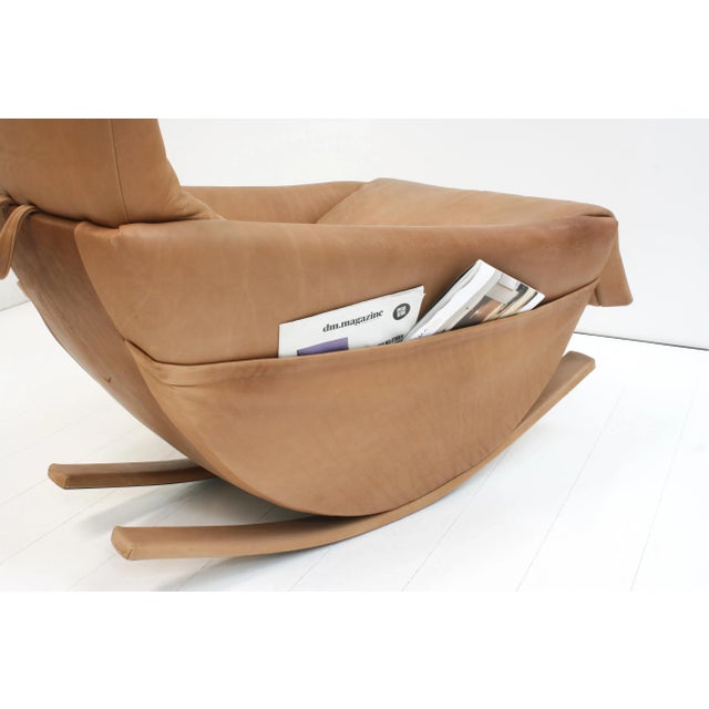 1970s Natural Leather Rocking Chair from de Sede, Switzerland, 1970s For Sale - Image 5 of 13