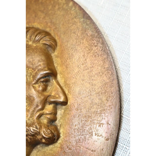 19th Century Antique 1800's Tresal Bronze Abraham Lincoln President Wall Plaque Medallion For Sale - Image 5 of 8