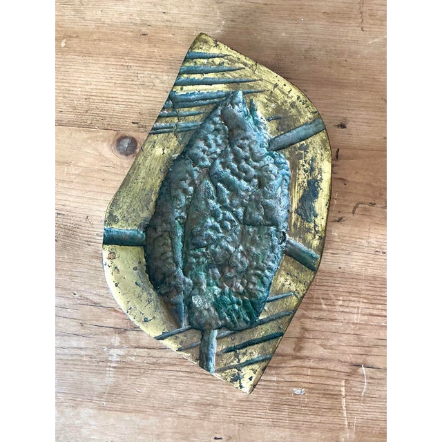 Bronze Vintage Brutalist Leaf Ashtray For Sale - Image 8 of 12
