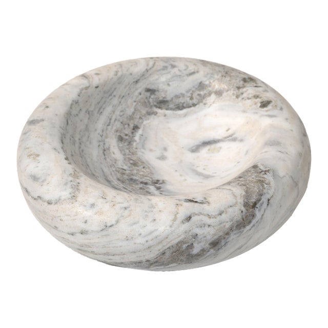20th Century Mid-Century Modern Handmade Carrara Marble Bowl Plate Centerpiece For Sale