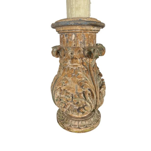 Pair of Italian Carved Wood Baroque Style Table Lamps For Sale In Los Angeles - Image 6 of 11