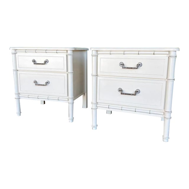 Vintage Faux Bamboo Nightstand Pair For Sale