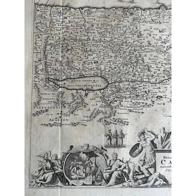 Anctique Map of Israel with Biblical Scenes by Jagen, 1748 For Sale - Image 9 of 10