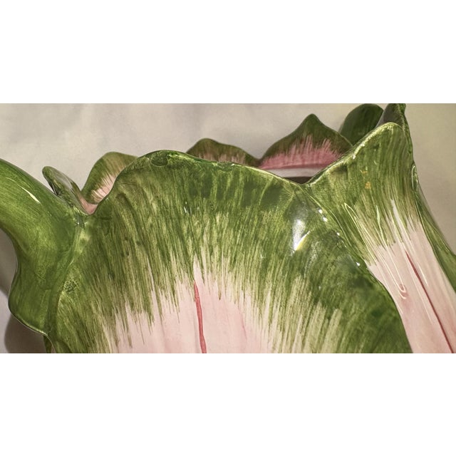 Vintage Majolica Cabbage Ceramic Tea Pot With Lid Made in Italy For Sale - Image 16 of 17