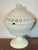 Antique 18th century George III creamware covered footed bowl, compote or centerpiece with flower finial and pierced...