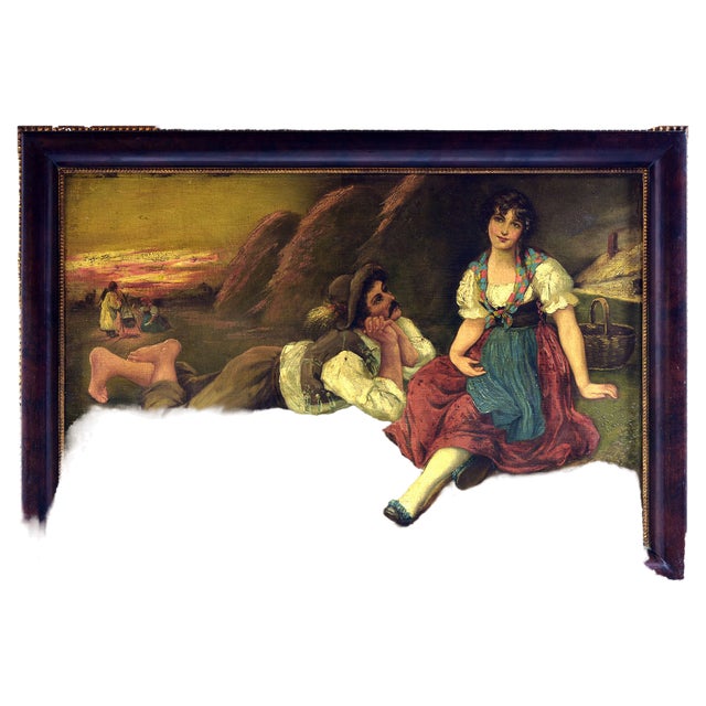 E. De Blasi, Romantic Scene, Early 1900s, Oil on Canvas For Sale