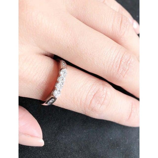 Modern 14 Karat White Gold Fashion Wedding Bridal Band Ring With Diamonds For Sale - Image 3 of 11