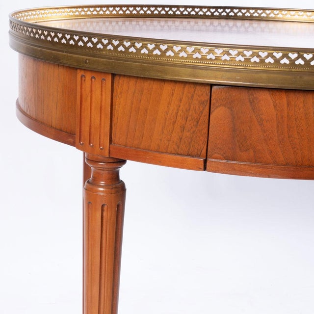 Mid 20th Century Mid 20th Century Round Table With Brass Gallery and Brass Top Feet For Sale - Image 5 of 10