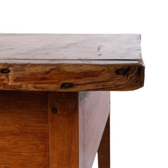 Wood Early 20th Century Tapered Leg Breadboard Top New England Tavern Table For Sale - Image 7 of 10