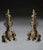 Pair of mid-19th Century decorative andirons or firedogs. Constructed of pierced cast-iron with good quality brass mounts...