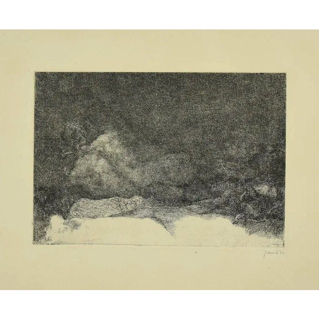 Woman Figure is an original artwork in etching technique on paper, realized by Edo Janich in 1970s. In excellent...