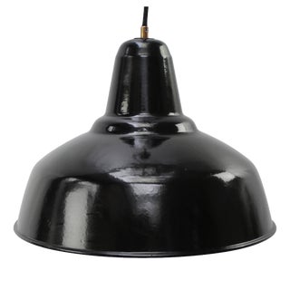 Vintage Industrial Dutch Black Enamel Pendant Lights from Philips, Holland For Sale