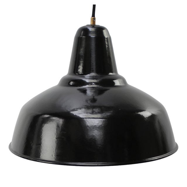 Vintage Industrial Dutch Black Enamel Pendant Lights from Philips, Holland For Sale