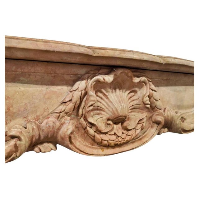 Baroque Nembro Rosa Marble Fireplace, Venice, 19th Century For Sale - Image 3 of 11