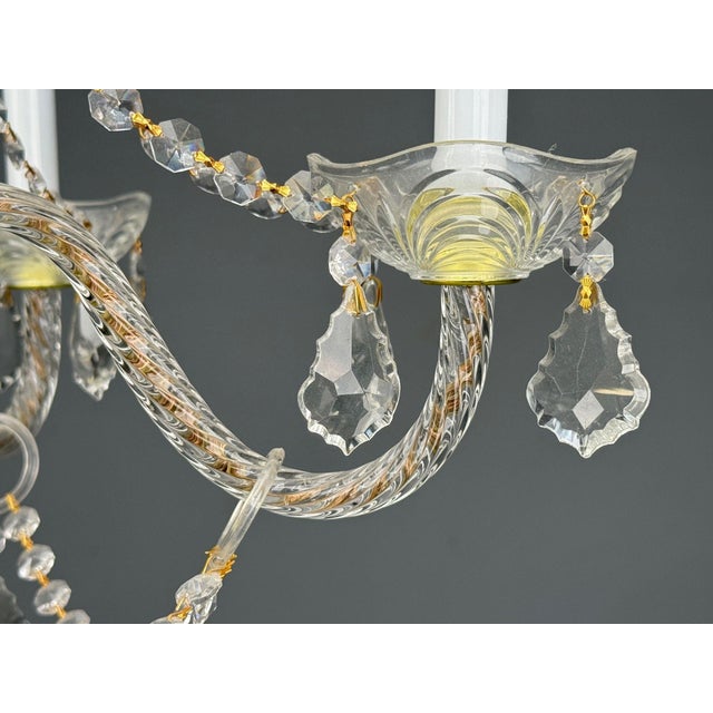 1960s Venetian Style, Large Chandeliers, Brass, Crystal - a Pair For Sale - Image 13 of 17
