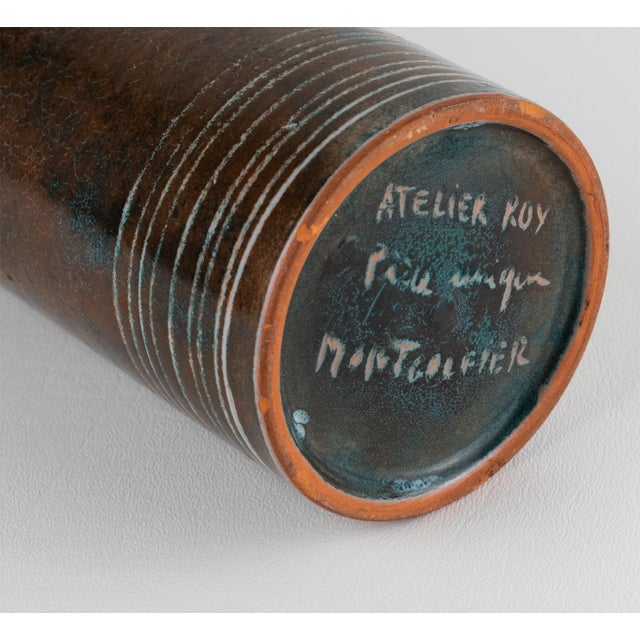 Yvon Roy for Atelier Montgolfier Glazed Terracotta Ceramic Vase, circa 1950 For Sale - Image 9 of 10