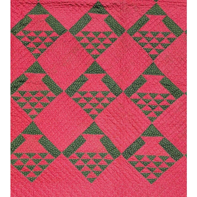 19Thc Lancaster County,Pennsylvania basket quilt with saw tooth binding in fine condition. Nice piecing and quilting. The...