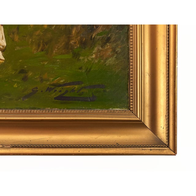 Chestnut 1920s "Portrait of ‘Patrick’ a Chestnut Hunter" Antique Horse Painting Oil on Canvas by George Wright For Sale - Image 8 of 13