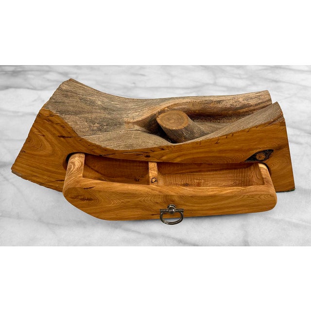 Vintage Rustic Live Edge Teak Jewelry Storage Box For Sale - Image 6 of 10