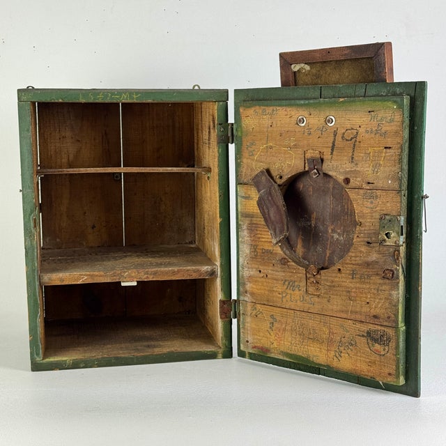 Early 20th Century The Gas Attendant's Primitive Green Assembled Cupboard For Sale - Image 9 of 18