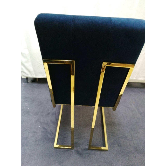 2020s Jonathan Adler Pair of Goldfinger Dining Chairs in Rialto Navy For Sale - Image 5 of 6