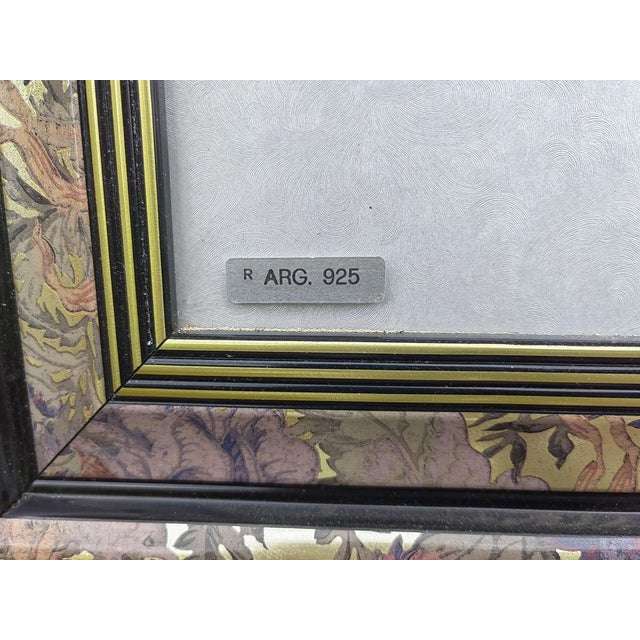 Card Game Bas-Relief on 925 Silver Plate by P. Valenti, 1950s For Sale - Image 4 of 14