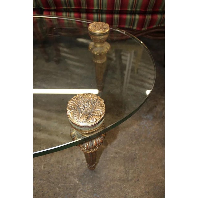 1960s Jansen Vintage French Style Oval Glass Top Coffee Table For Sale - Image 5 of 6