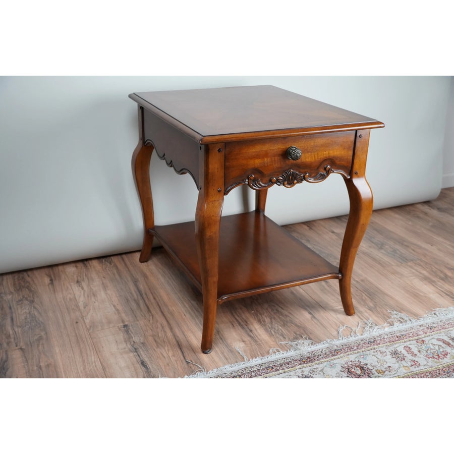 Vintage French Louis XVI Style Walnut One Drawer End Table by