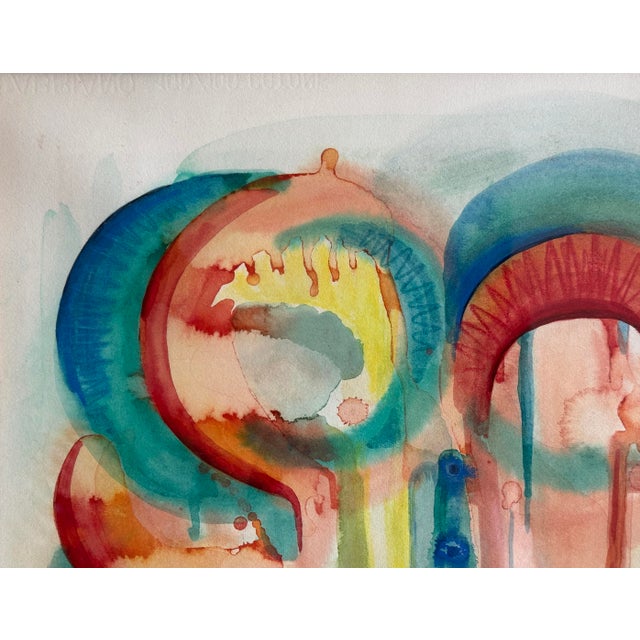 1970s Fantastic Abstract Watercolor by French Artist, Marie Luare-Ilie For Sale - Image 4 of 11