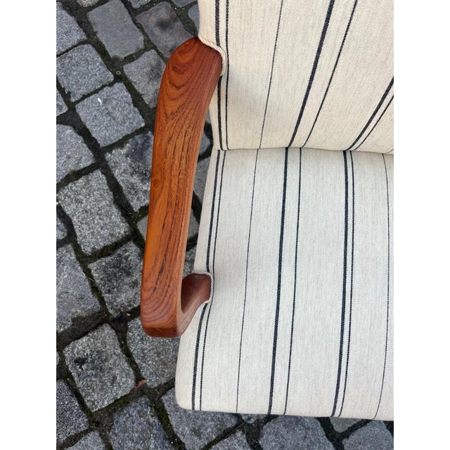 Wood Danish Lounge Chair with Piped Upholstery For Sale - Image 7 of 11