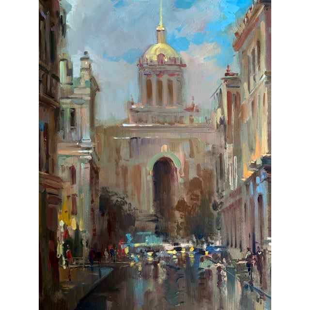 Tan Oil Painting City Hall Yuriy Suprunchuk For Sale - Image 8 of 12
