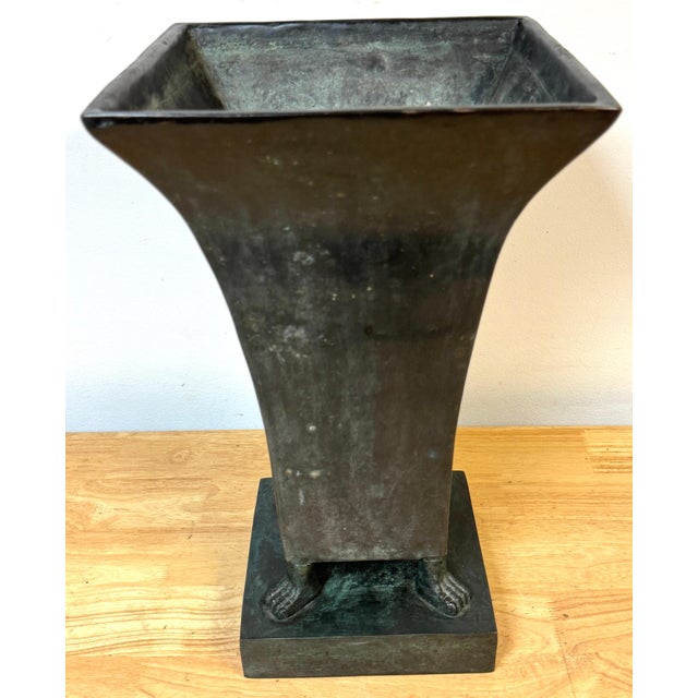 Monumental French Moderne Verdigris Bronze Vase , Manner of Gilbert Poillerat For Sale - Image 18 of 18