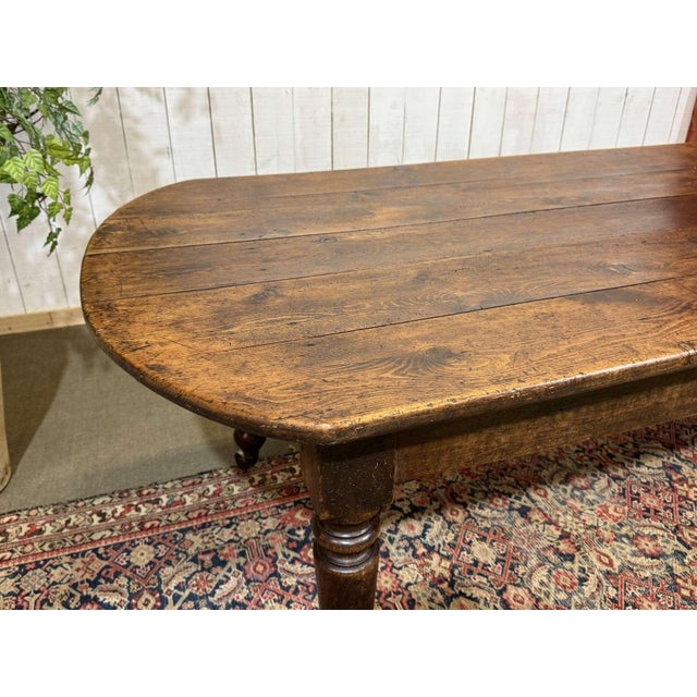 19th-Century Farmhouse Table with Fir Top and Poplar Base For Sale - Image 11 of 18
