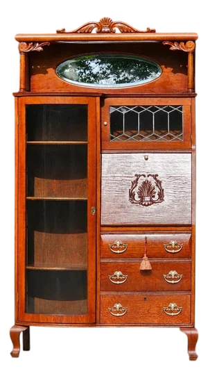 Antique Oak Side-by-Side Secretary Desk | Bookcase | China Cabinet | Larkin-Style