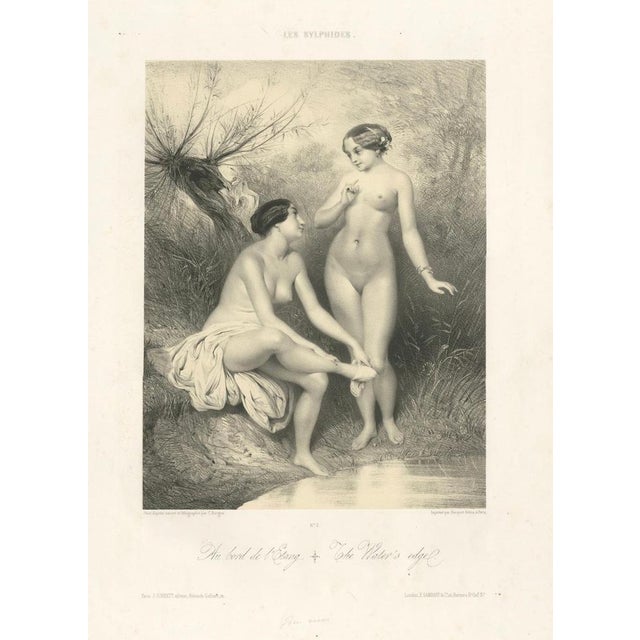 Gold After Chassériau, Les Sylphides, Nudes at the Water's Edge, Lithograph, 1840 For Sale - Image 8 of 9