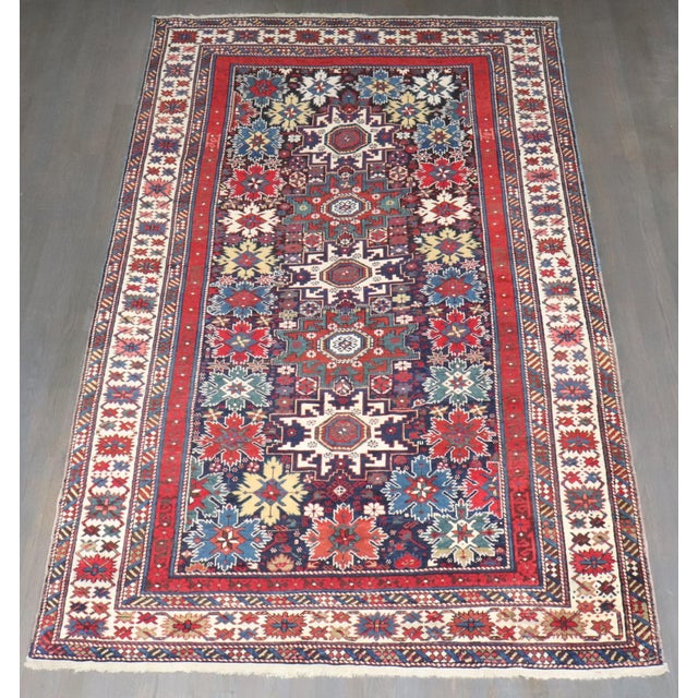 Early 20th Century Snowflake Antique Leshghi Caucasian Rug rug no.j3916 For Sale - Image 5 of 8