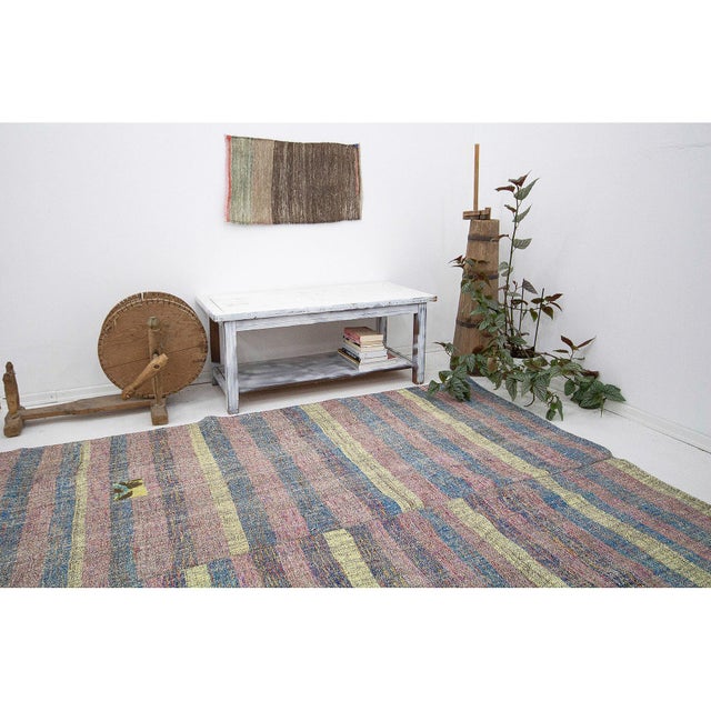 Vintage Striped Turkish Rag Rug For Sale In Los Angeles - Image 6 of 7