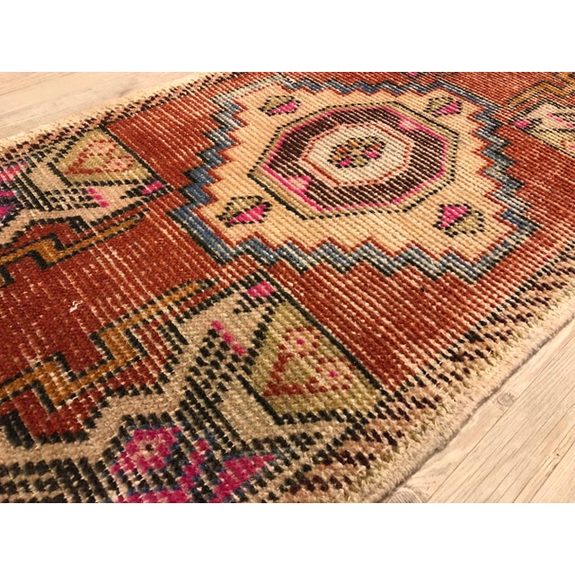 1960s 1960s Vintage Distressed Turkish Small Rug - 1′6″ × 2′10″ For Sale - Image 5 of 6