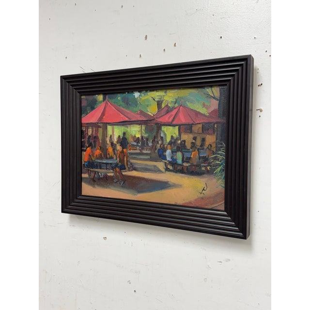 Design Plus Gallery presents a Circa 2008 Pittsburgh Zoo Outdoor Cafe by artist William Pfahl. This oil on canvas depicts...